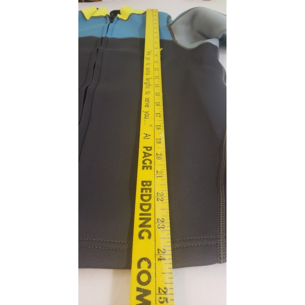 Neoprene Wet Suit Jacket Full Zip Mock Neck Collar Size 12 Blue/Yellow/ Black - Picture 8 of 12